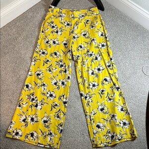 Banana Republic Yellow Floral Wide Leg Pants
